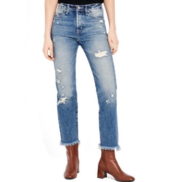 AYR Denim The Form Distressed Crop Jeans - Picture 1 of 12